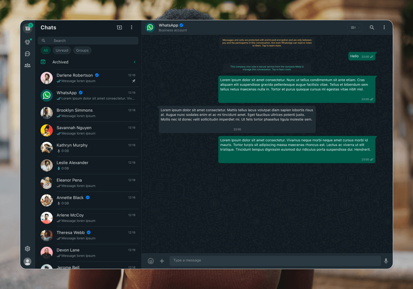 A HOWFA booking conversation open in WhatsApp on a desktop computer
