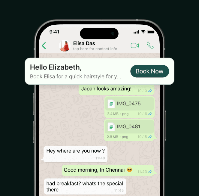 Choosing a service and a time in the booking chat